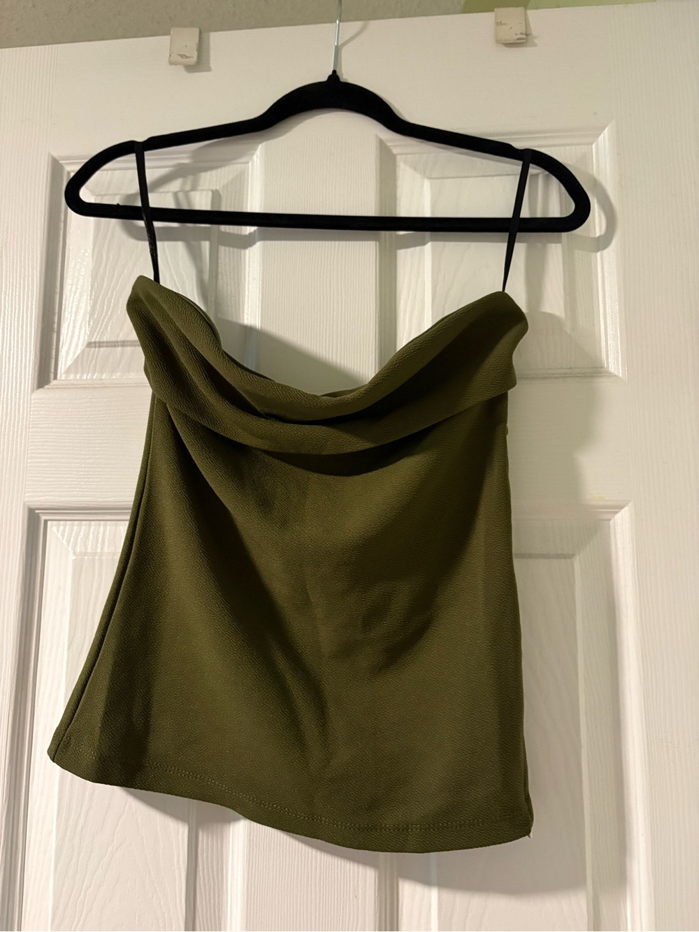 Olive Green Cowl Neck Spaghetti Strap Top